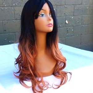 NWOT Long Synthetic wig black and auburn